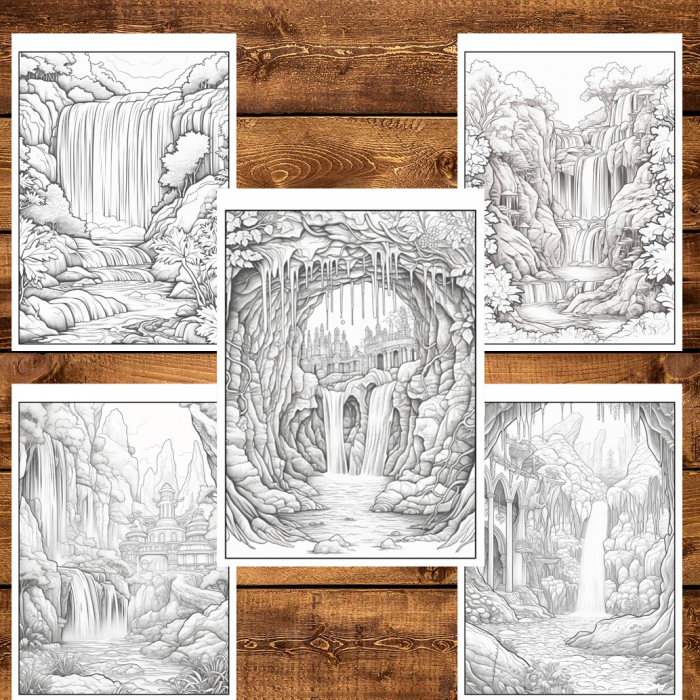 Carte de colorat pentru relaxare si antistres, 50 de ilustratii, Cascade fantastice, 106 pagini [5]