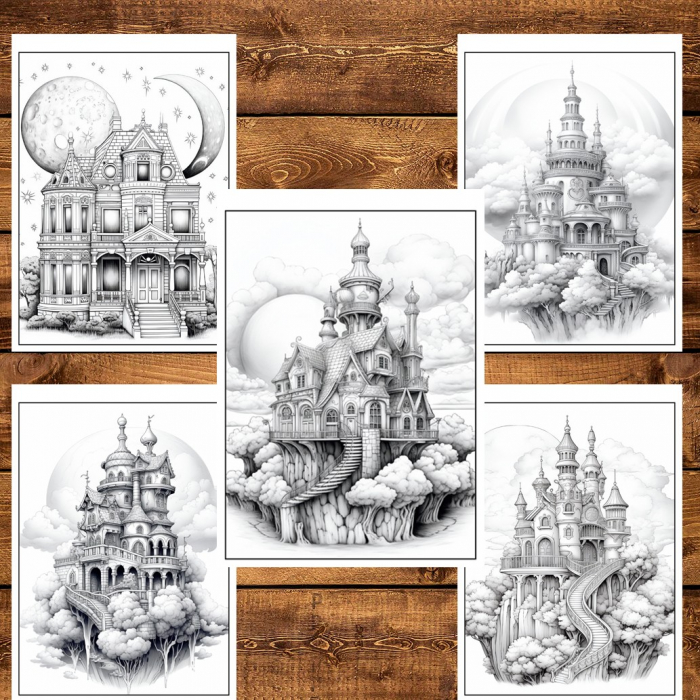 Carte de colorat pentru relaxare si antistres, 50 de ilustratii, Case Celeste, 106 pagini [5]