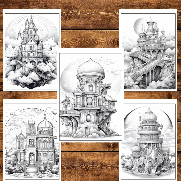Carte de colorat pentru relaxare si antistres, 50 de ilustratii, Case Celeste, 106 pagini [6]