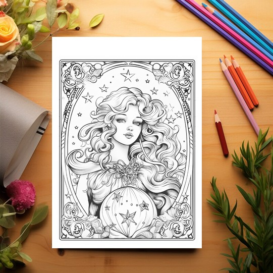 Carte de colorat pentru relaxare si antistres, 50 de ilustratii, Celestial Tarot 106 pagini [3]