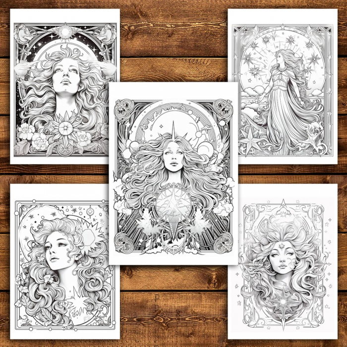Carte de colorat pentru relaxare si antistres, 50 de ilustratii, Celestial Tarot 106 pagini [4]
