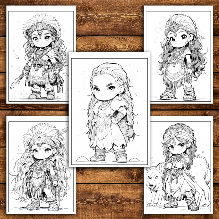 Carte de colorat pentru relaxare si antistres, 50 de ilustratii, Chibi Indians, 106 pagini [4]