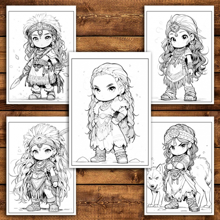 Carte de colorat pentru relaxare si antistres, 50 de ilustratii, Chibi Indians, 106 pagini [4]
