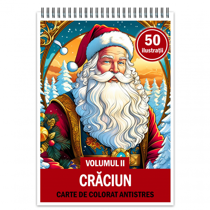 Carte de colorat pentru relaxare si antistres, 50 de ilustratii, Craciun - Volumul II, 106 pagini [1]