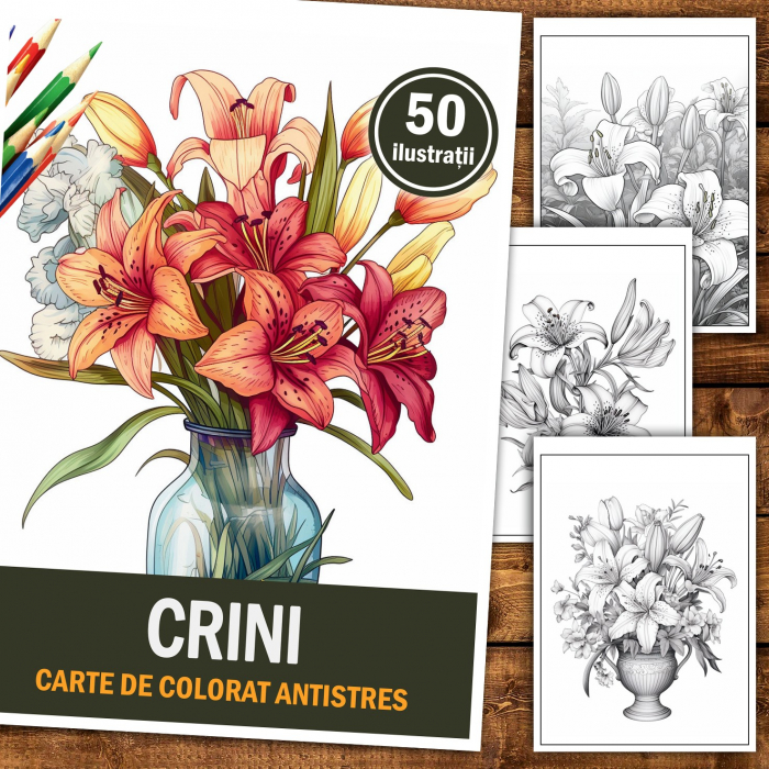 Carte de colorat pentru relaxare si antistres, 50 de ilustratii, Crini 106 pagini [2]