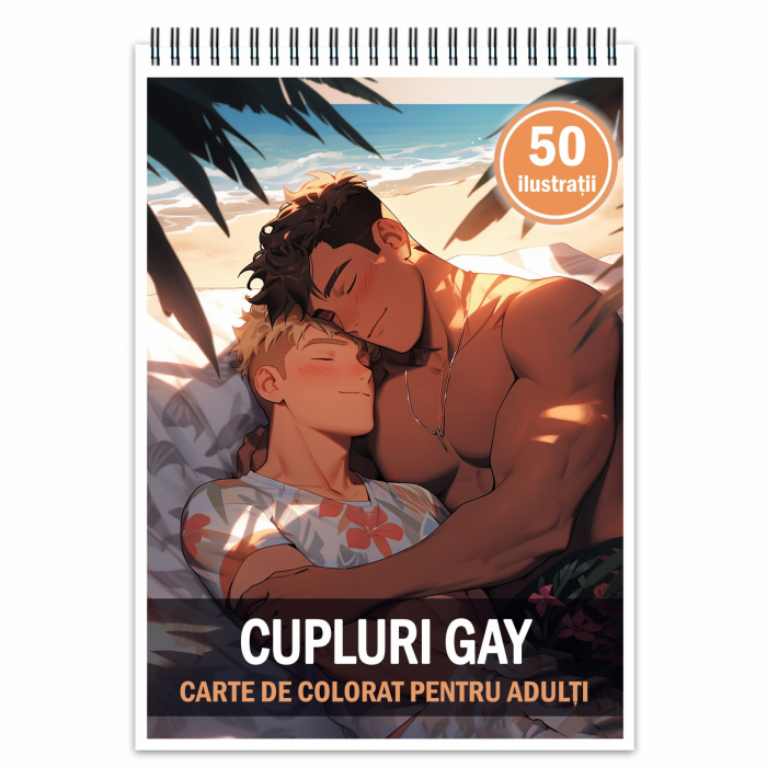 Carte de colorat pentru relaxare si antistres, 50 de ilustratii, Cupluri Gay, 106 pagini [1]