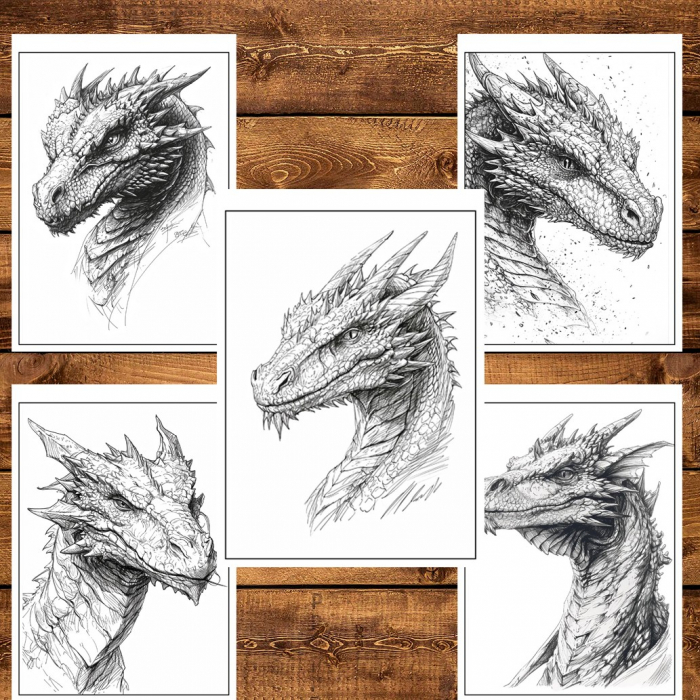 Carte de colorat pentru relaxare si antistres, 50 de ilustratii, Dragoni - Volumul II, 106 pagini [5]