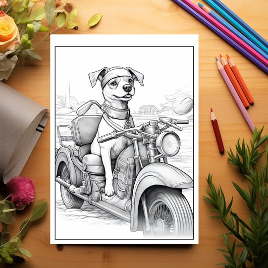 Carte de colorat pentru relaxare si antistres, 50 de ilustratii, Fantasy Dogs, 106 pagini [3]