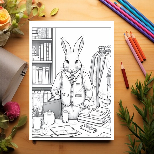 Carte de colorat pentru relaxare si antistres, 50 de ilustratii, Fantasy Rabbits, 106 pagini [3]