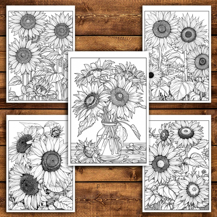 Carte de colorat pentru relaxare si antistres, 50 de ilustratii, Floarea Soarelui, 106 pagini [4]