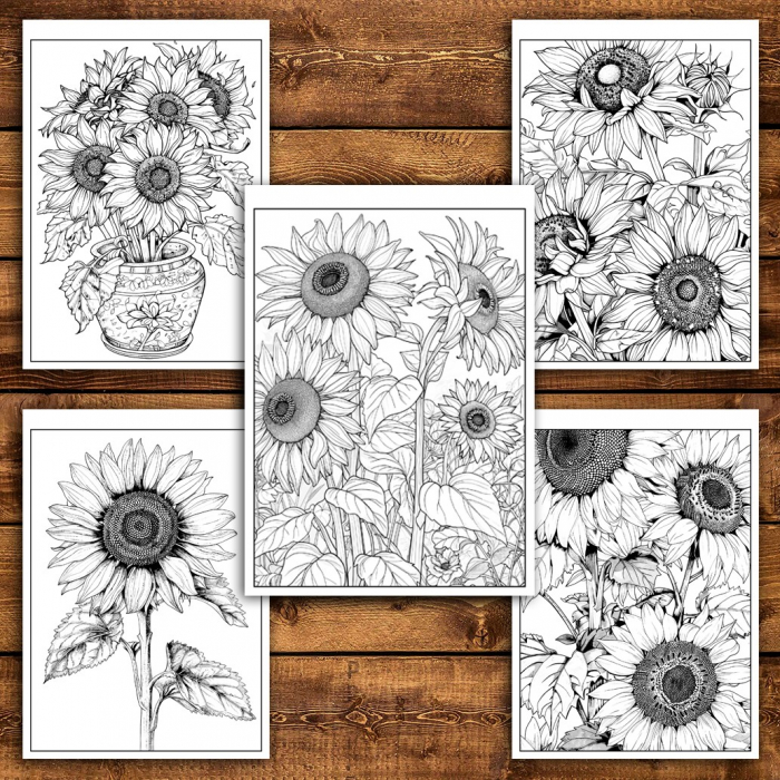 Carte de colorat pentru relaxare si antistres, 50 de ilustratii, Floarea Soarelui, 106 pagini [6]