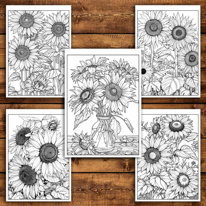 Carte de colorat pentru relaxare si antistres, 50 de ilustratii, Floarea Soarelui, 106 pagini [4]