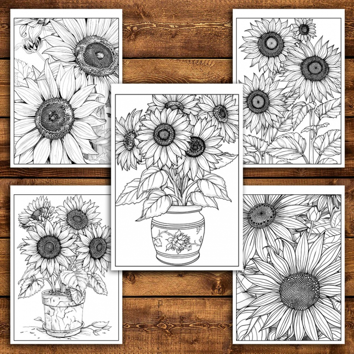 Carte de colorat pentru relaxare si antistres, 50 de ilustratii, Floarea Soarelui, 106 pagini [5]
