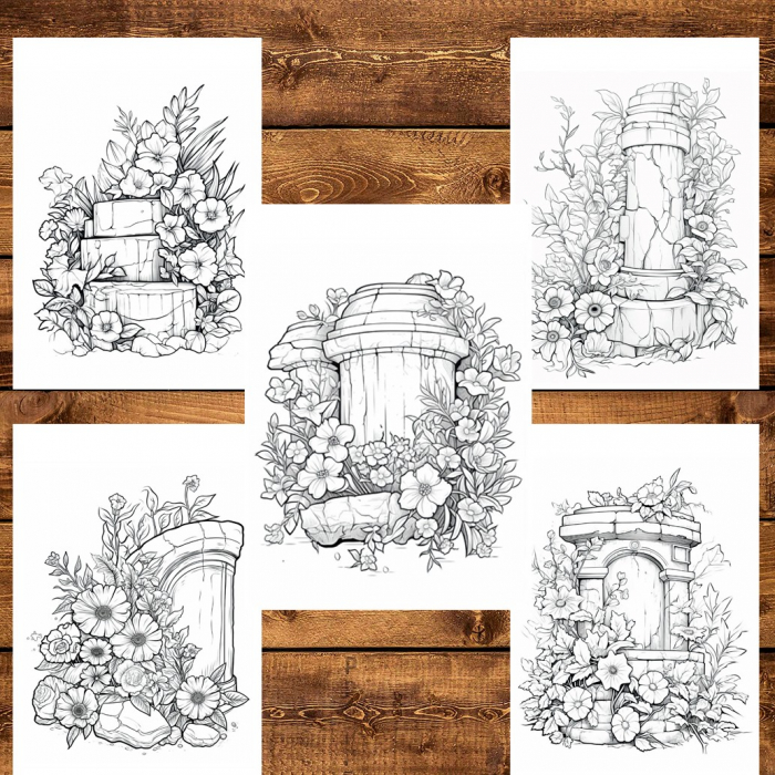 Carte de colorat pentru relaxare si antistres, 50 de ilustratii, Flowers of time, 106 pagini [6]