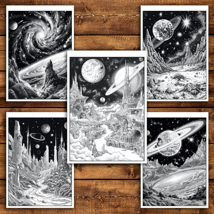Carte de colorat pentru relaxare si antistres, 50 de ilustratii, Galaxie Cosmica, 106 pagini [5]