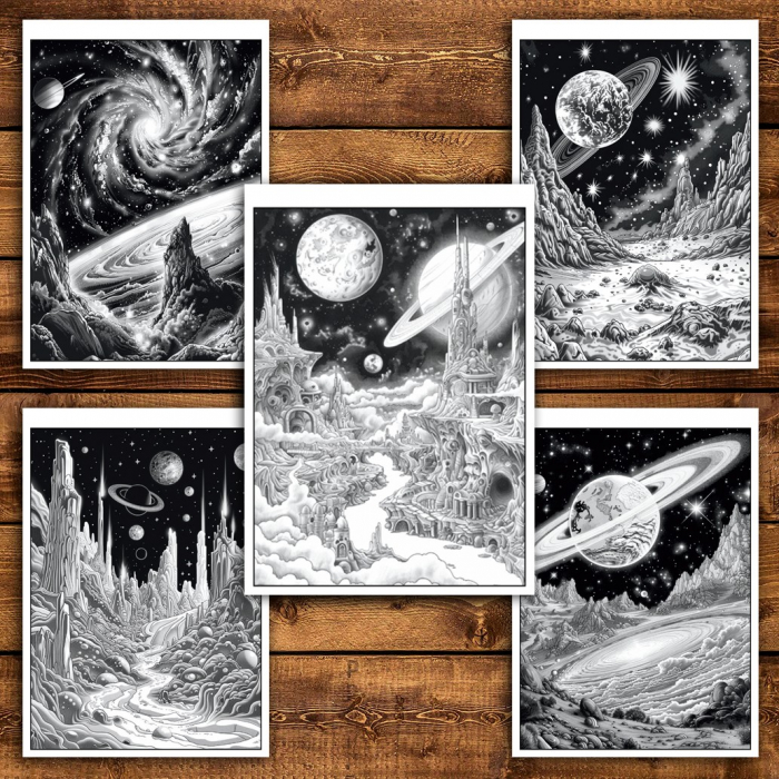 Carte de colorat pentru relaxare si antistres, 50 de ilustratii, Galaxie Cosmica, 106 pagini [5]
