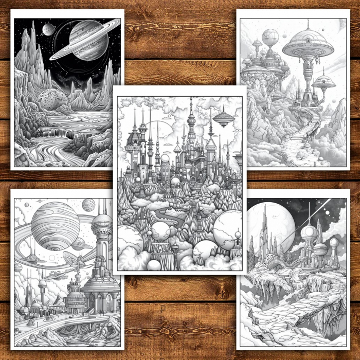 Carte de colorat pentru relaxare si antistres, 50 de ilustratii, Galaxie Cosmica, 106 pagini [6]