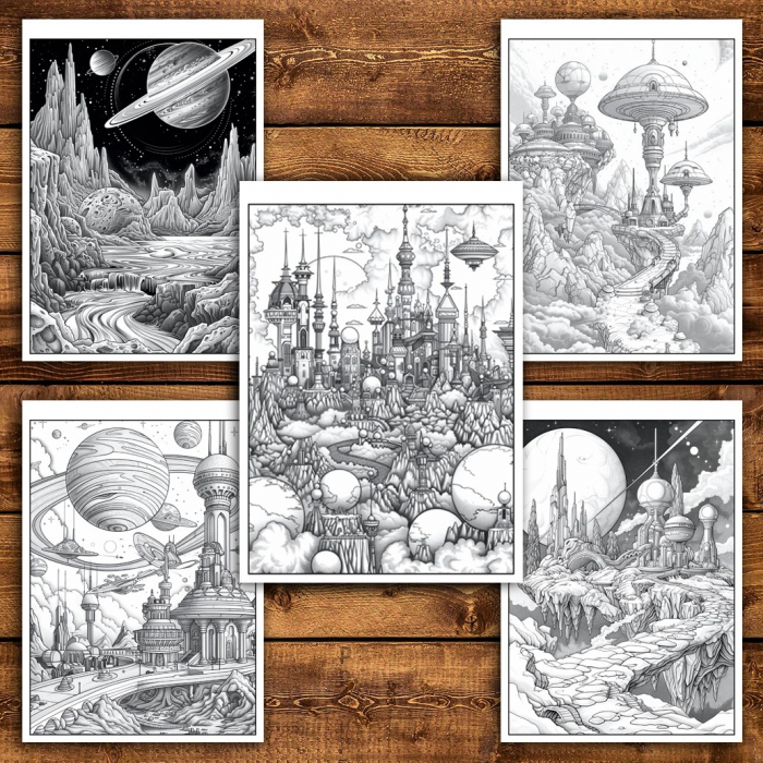 Carte de colorat pentru relaxare si antistres, 50 de ilustratii, Galaxie Cosmica, 106 pagini [6]