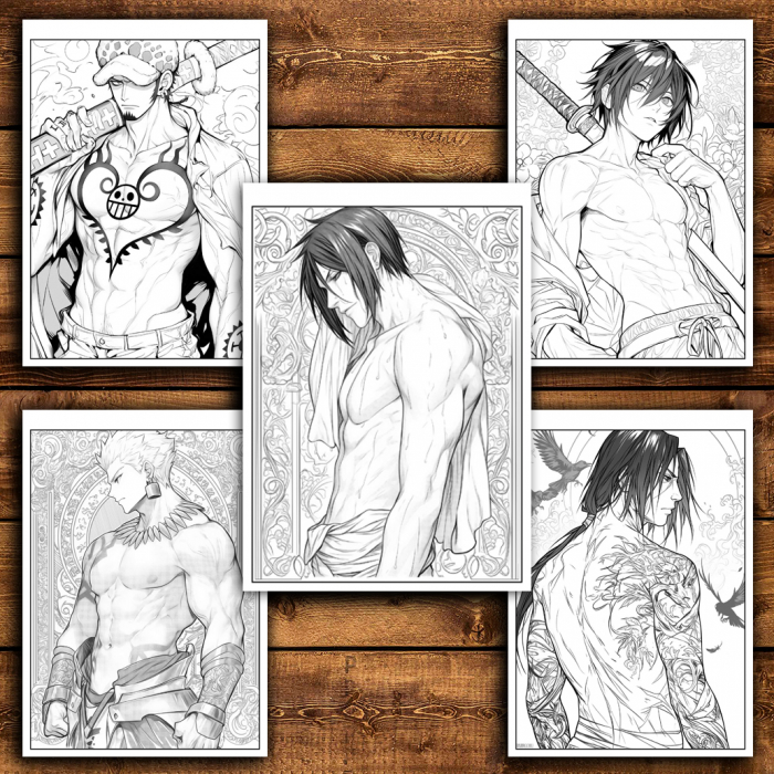 Carte de colorat pentru relaxare si antistres, 50 de ilustratii, Hot Manga Boys, 106 pagini [4]