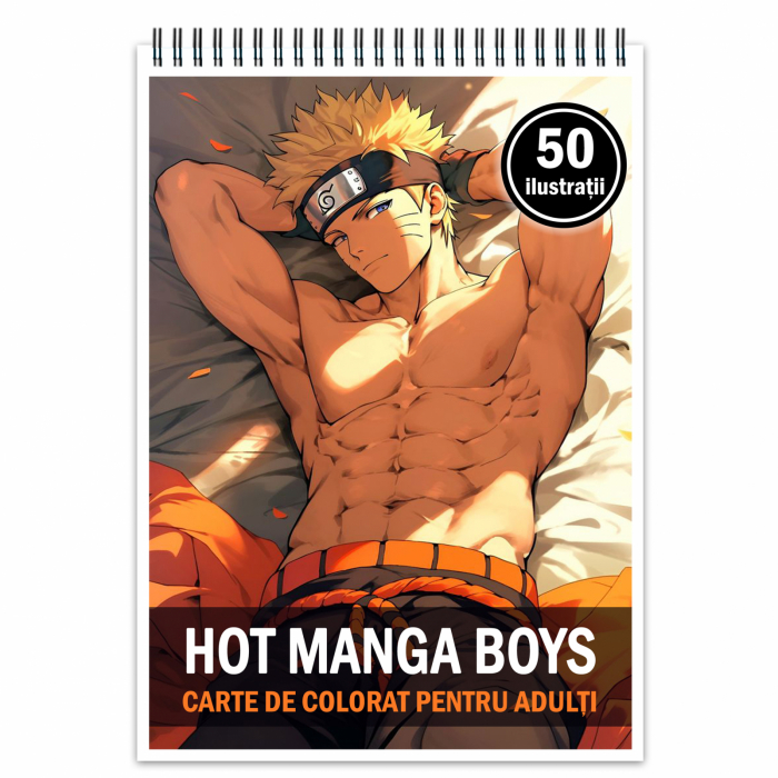 Carte de colorat pentru relaxare si antistres, 50 de ilustratii, Hot Manga Boys, 106 pagini [1]