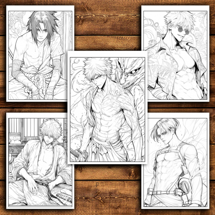 Carte de colorat pentru relaxare si antistres, 50 de ilustratii, Hot Manga Boys, 106 pagini [5]