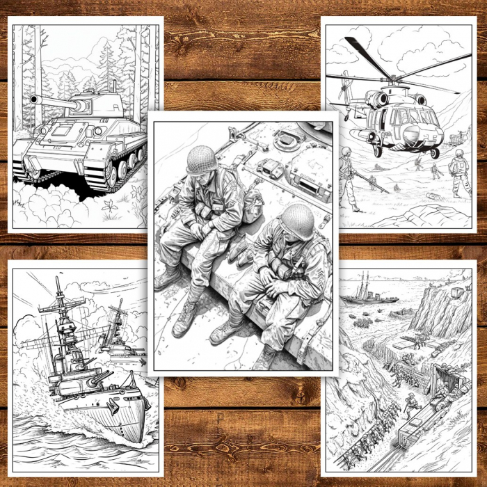 Carte de colorat pentru relaxare si antistres, 50 de ilustratii, In inima razboiului, 106 pagini [4]