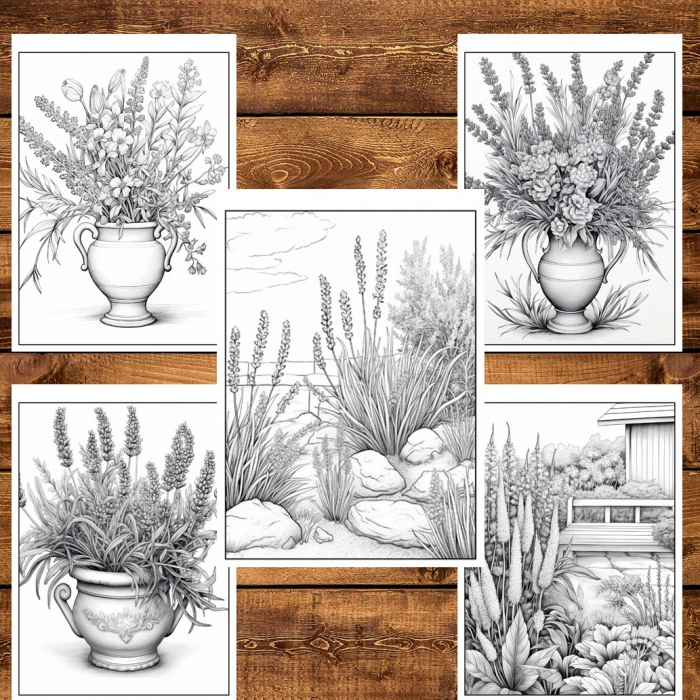 Carte de colorat pentru relaxare si antistres, 50 de ilustratii, Lavanda, 106 pagini [5]