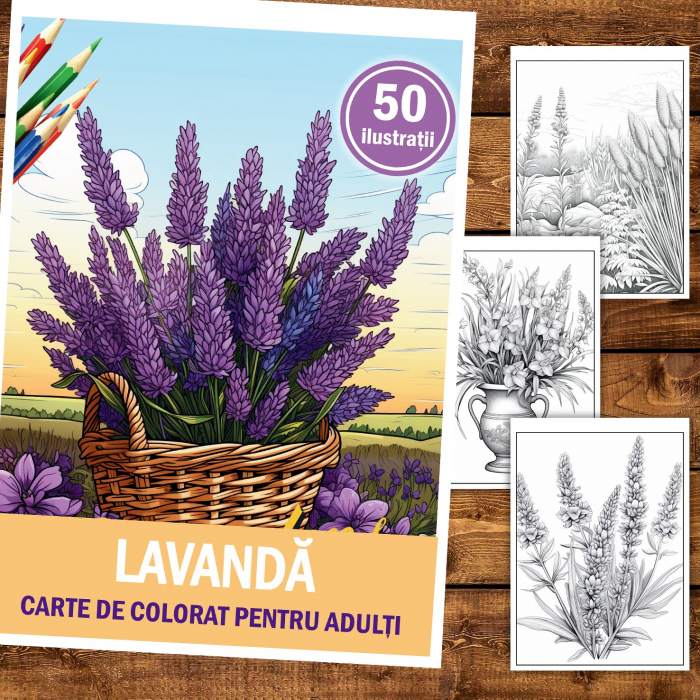 Carte de colorat pentru relaxare si antistres, 50 de ilustratii, Lavanda, 106 pagini [2]
