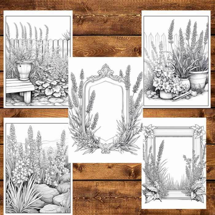 Carte de colorat pentru relaxare si antistres, 50 de ilustratii, Lavanda, 106 pagini [6]