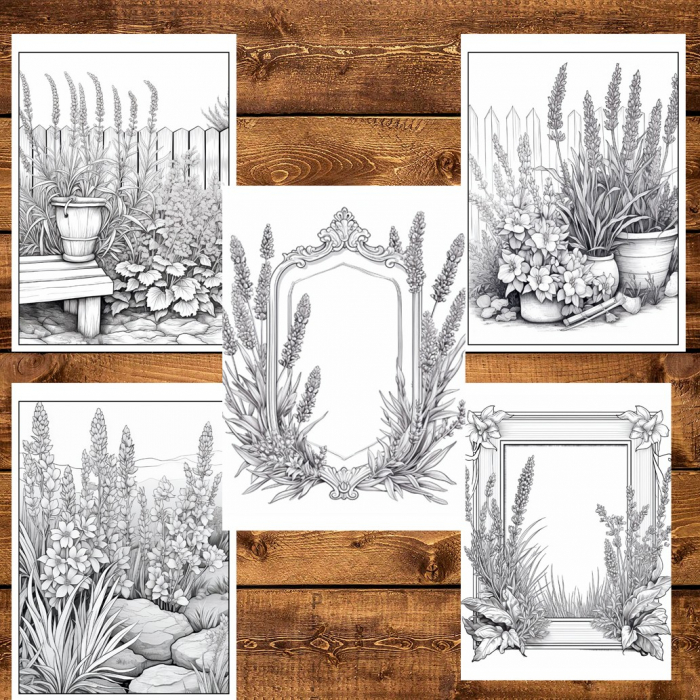 Carte de colorat pentru relaxare si antistres, 50 de ilustratii, Lavanda, 106 pagini [6]