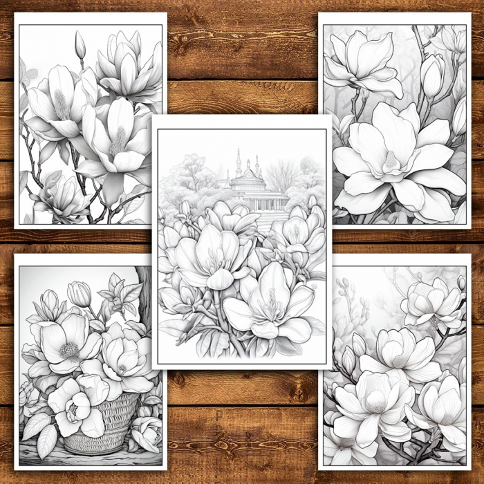 Carte de colorat pentru relaxare si antistres, 50 de ilustratii, Magnolii, 106 pagini [5]