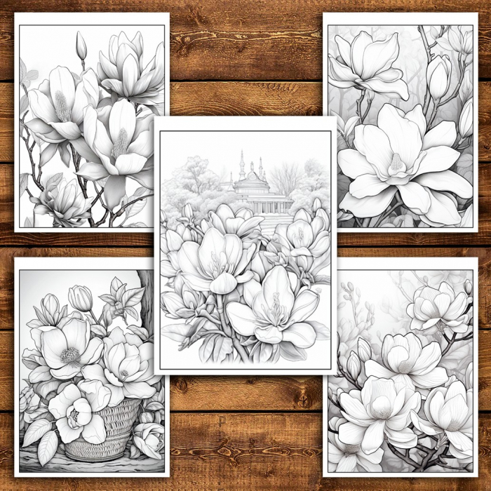 Carte de colorat pentru relaxare si antistres, 50 de ilustratii, Magnolii, 106 pagini [5]