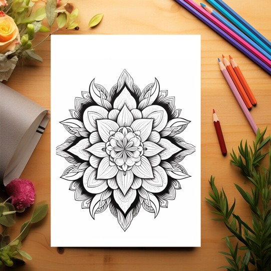 Carte de colorat pentru relaxare si antistres, 50 de ilustratii, Mandala - Volumul II, 106 pagini [2]
