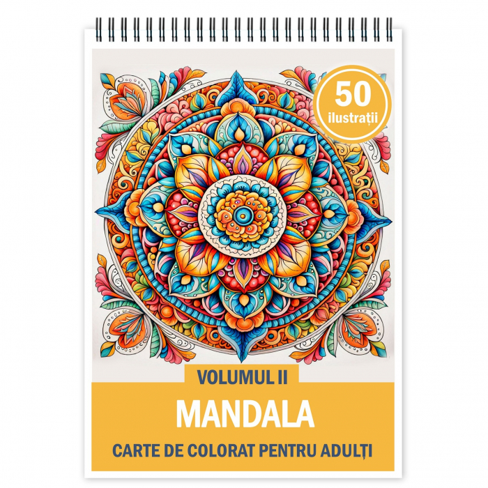 Carte de colorat pentru relaxare si antistres, 50 de ilustratii, Mandala - Volumul II, 106 pagini [6]