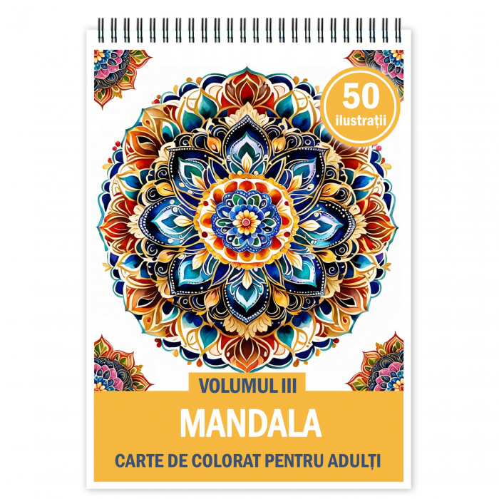 Carte de colorat pentru relaxare si antistres, 50 de ilustratii, Mandala - Volumul III, 106 pagini [3]