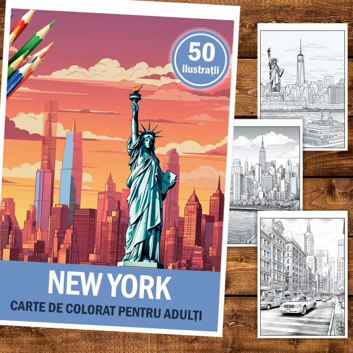 Carte de colorat pentru relaxare si antistres, 50 de ilustratii, New York, 106 pagini [2]