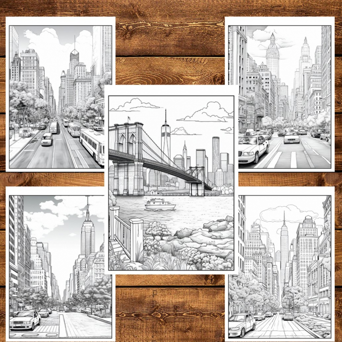 Carte de colorat pentru relaxare si antistres, 50 de ilustratii, New York, 106 pagini [3]