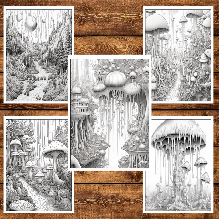Carte de colorat pentru relaxare si antistres, 50 de ilustratii, O lume halucinanta - Volumul I, 106 pagini [5]