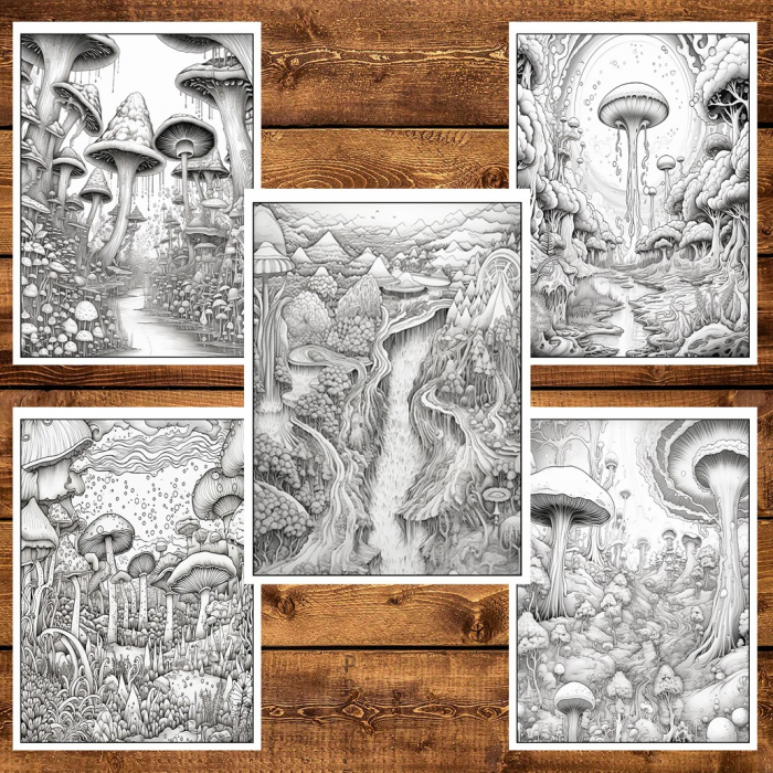 Carte de colorat pentru relaxare si antistres, 50 de ilustratii, O lume halucinanta - Volumul I, 106 pagini [6]