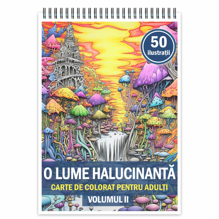 Carte de colorat pentru relaxare si antistres, 50 de ilustratii, O lume halucinanta - Volumul II, 106 pagini [1]