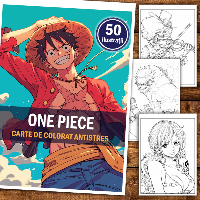 Carte de colorat pentru relaxare si antistres, 50 de ilustratii, One Piece, 106 pagini [2]
