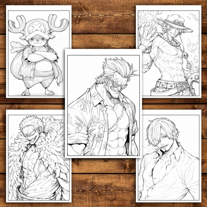 Carte de colorat pentru relaxare si antistres, 50 de ilustratii, One Piece, 106 pagini [4]