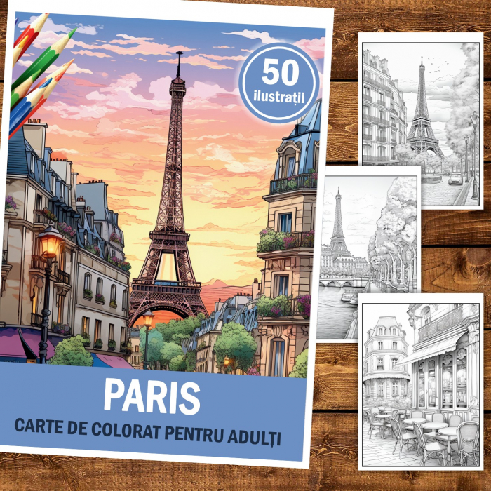 Carte de colorat pentru relaxare si antistres, 50 de ilustratii, Paris, 106 pagini [2]