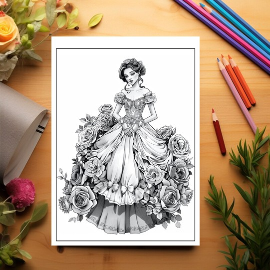 Carte de colorat pentru relaxare si antistres, 50 de ilustratii, Printese Florale, 106 pagini [3]