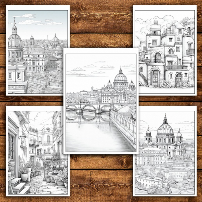 Carte de colorat pentru relaxare si antistres, 50 de ilustratii, Roma, 106 pagini [5]
