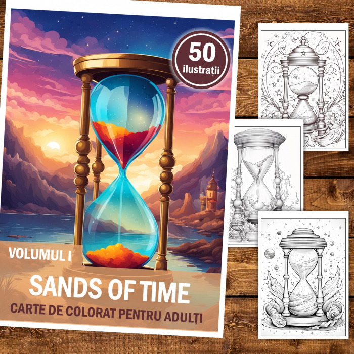 Carte de colorat pentru relaxare si antistres, 50 de ilustratii, Sands of Time - Volumul I, 106 pagini [2]