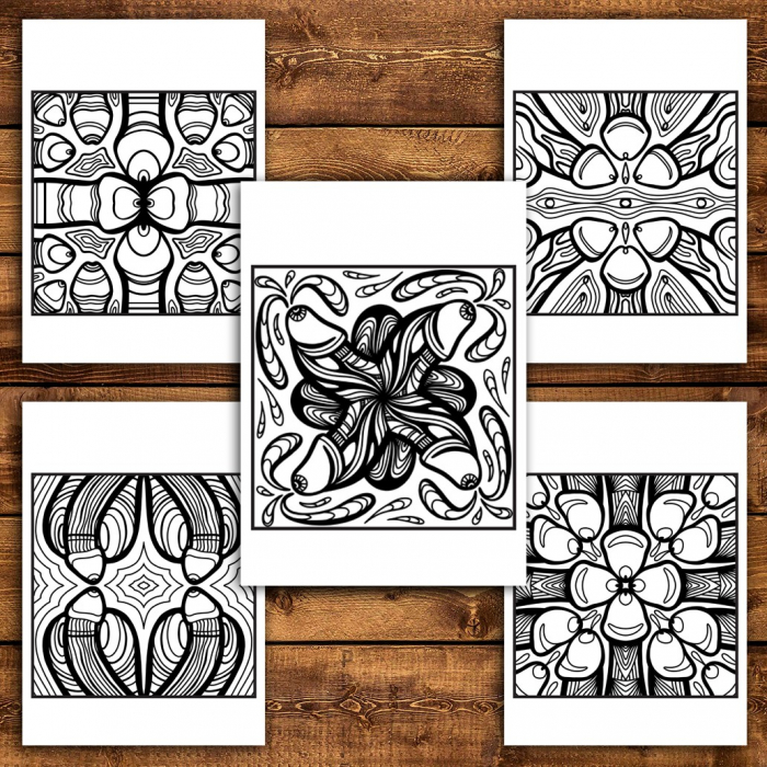 Carte de colorat pentru relaxare si antistres, 50 de ilustratii, Tipare cu penisuri, 106 pagini [5]
