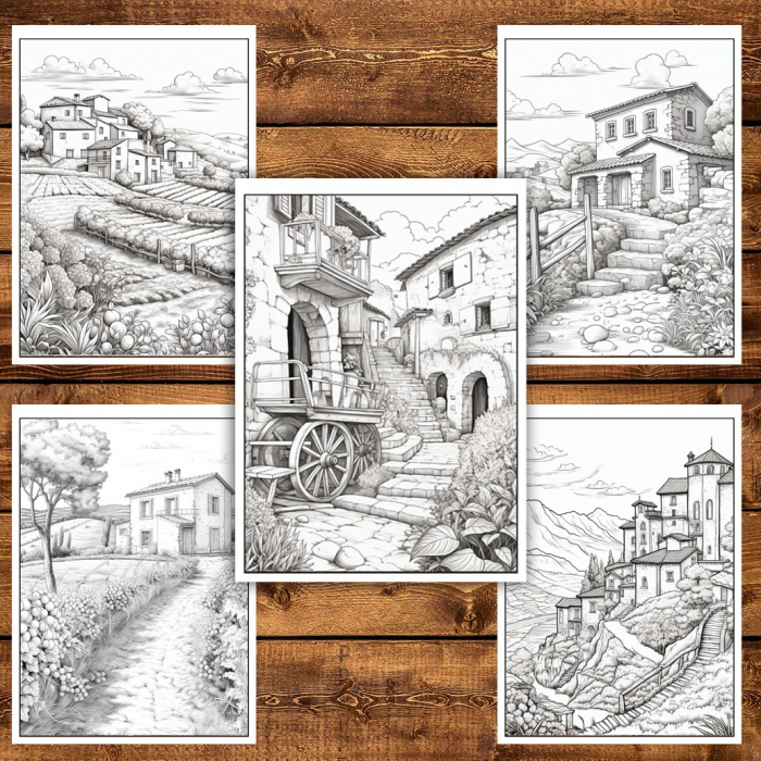 Carte de colorat pentru relaxare si antistres, 50 de ilustratii, Toscana, 106 pagini [5]