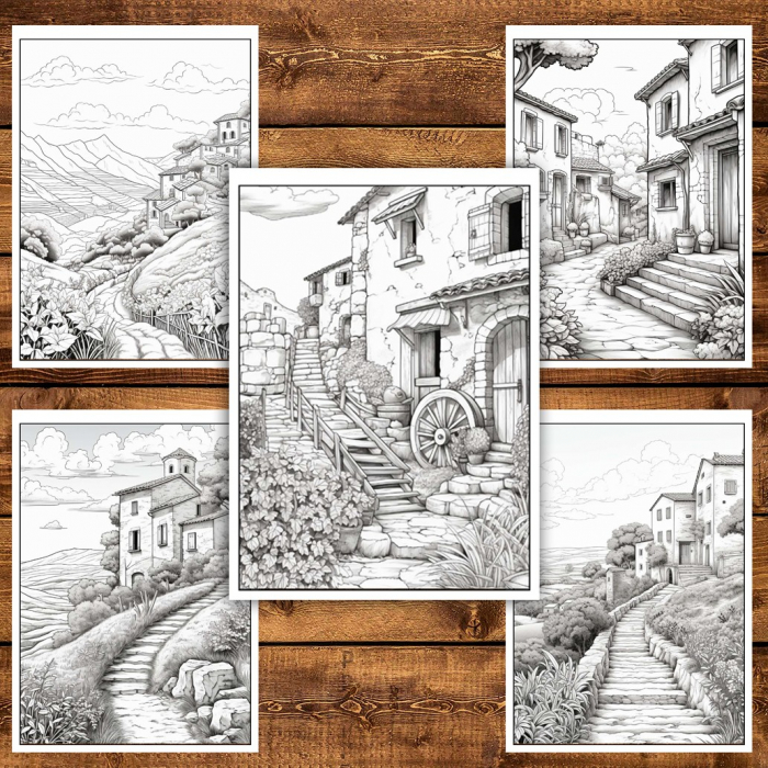 Carte de colorat pentru relaxare si antistres, 50 de ilustratii, Toscana, 106 pagini [6]