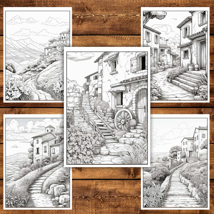Carte de colorat pentru relaxare si antistres, 50 de ilustratii, Toscana, 106 pagini [6]